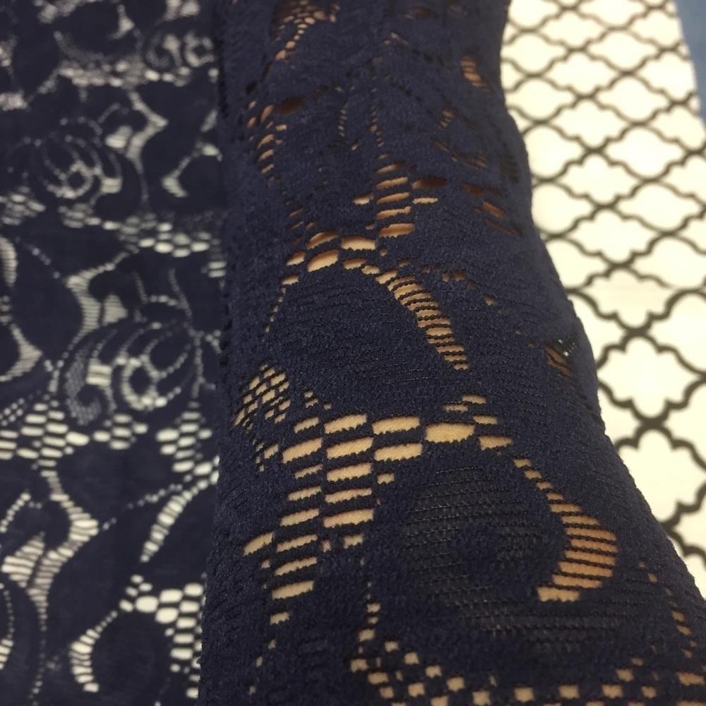 Navy lace long sleeved mini dress - Picture 6 of 8